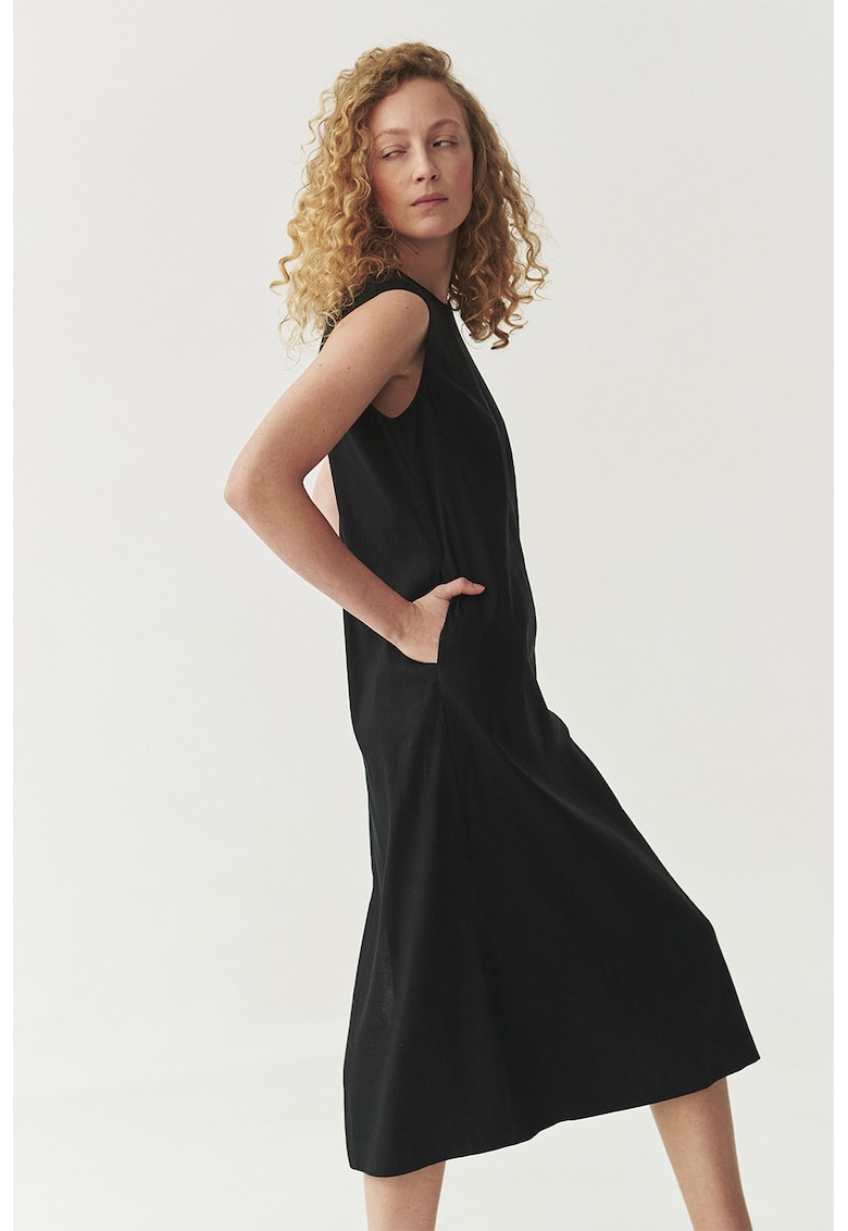 Rochie midi cu croiala dreapta si buzunare