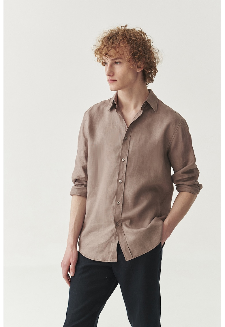Camasa relaxed-fit din in - Violet prafuit