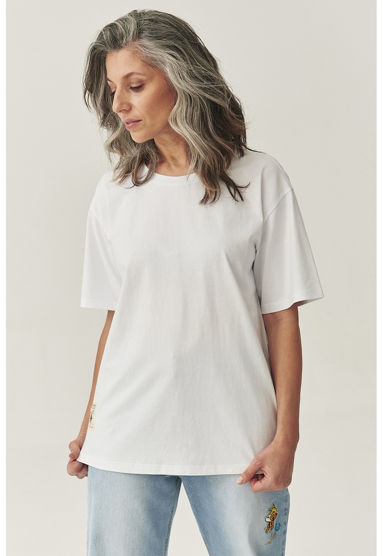 Tricou cu imprimeu pe partea din spate - Alb/Negru