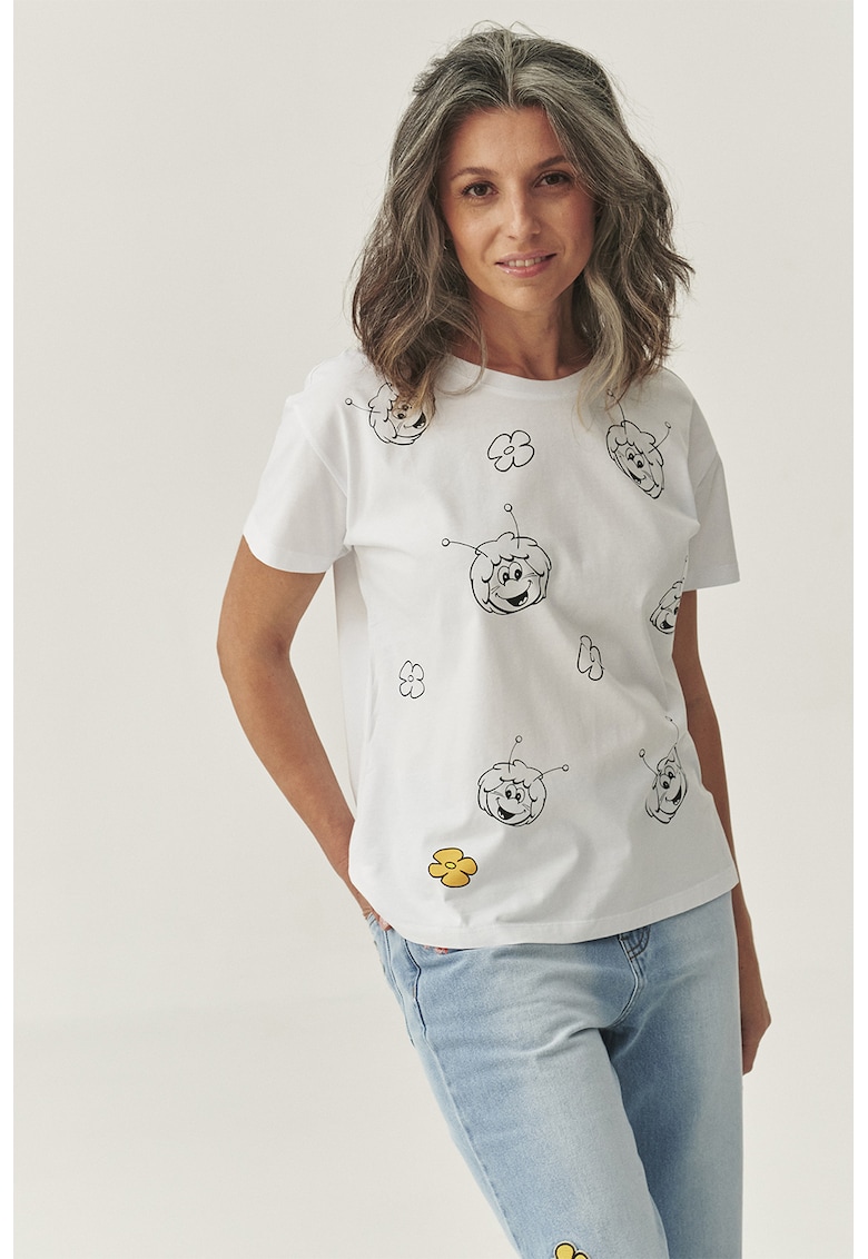 Tricou cu imprimeu grafic - Alb/Negru