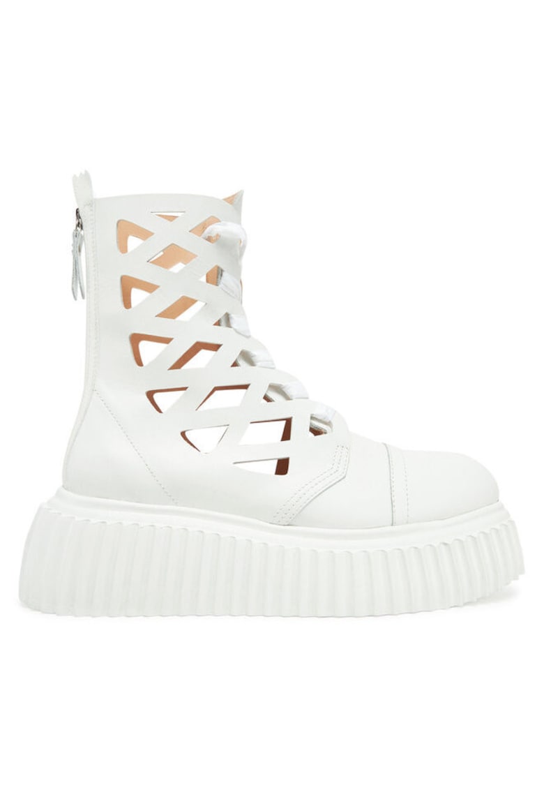 Ghete dama  305288660 - Piele naturala - Alb