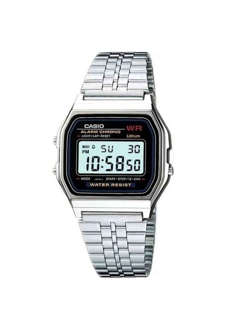 Ceas unisex A159W-N1DF - mecanism quartz - alarm - iluminare LED - argintiu - 33x36mm