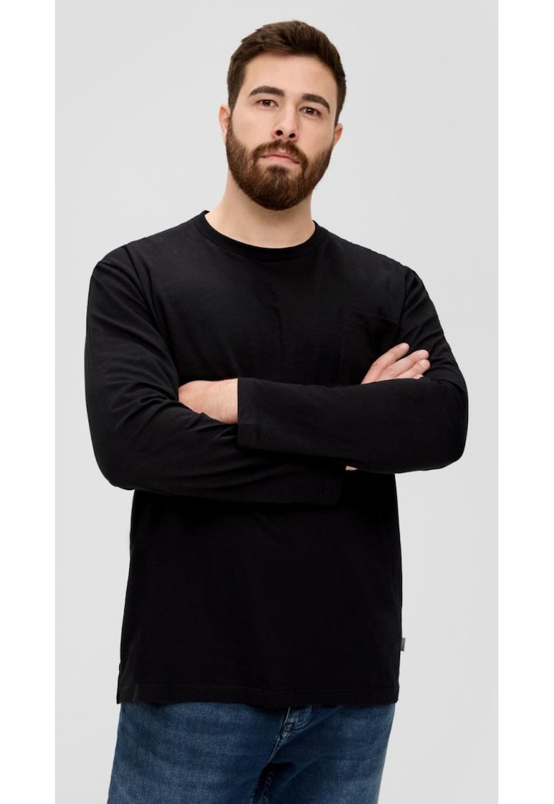 Big Sizes Tricou barbati big size cu maneca lunga - decolteu la baza gatului si buzunar pe piept