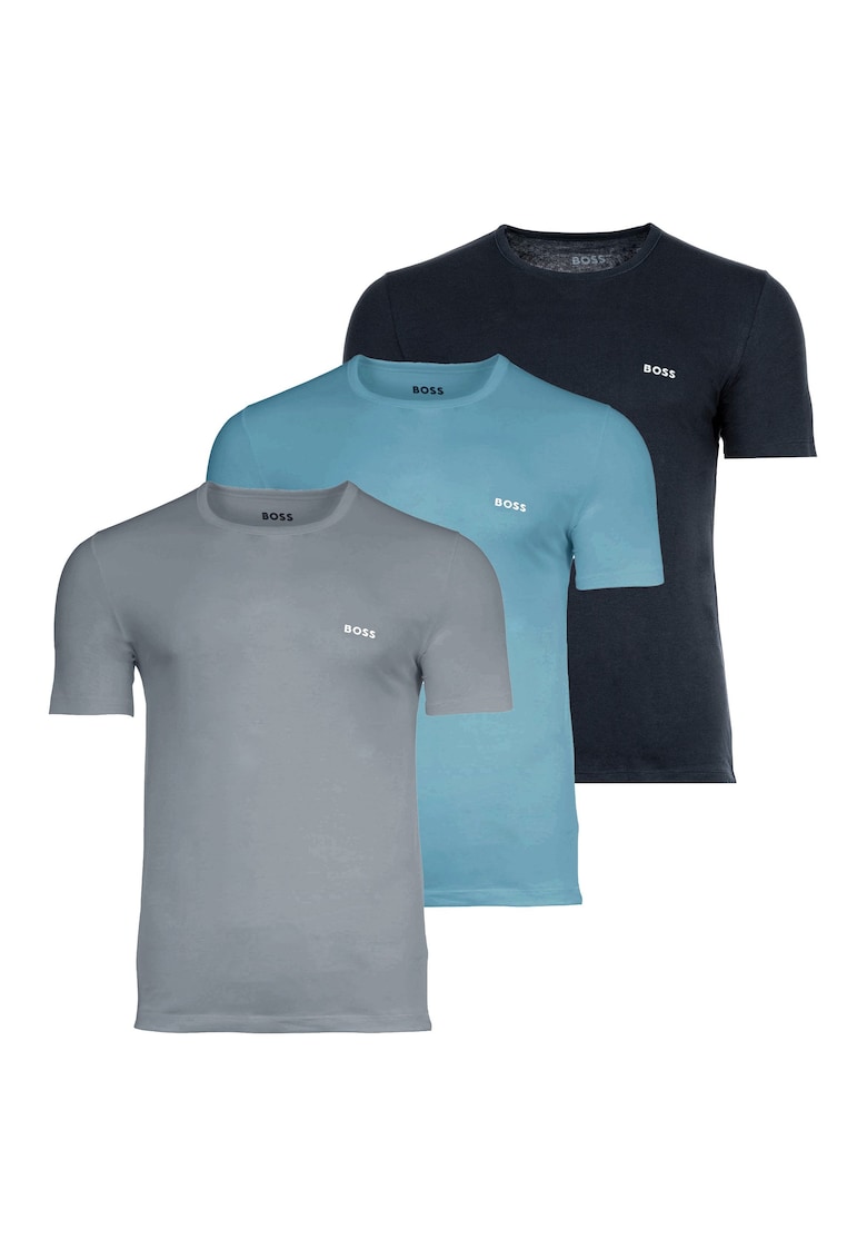 Set de tricouri din bumbac cu logo discret pe piept - 3 piese