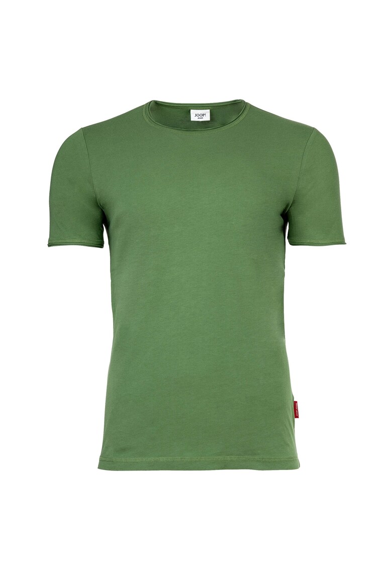 Tricou cu decolteu la baza gatului si model uni - Verde
