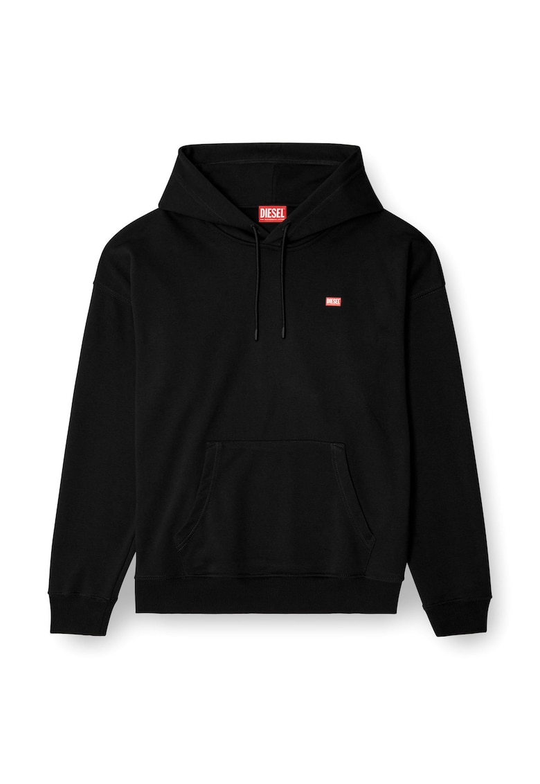 Hanorac din amestec de bumbac cu buzunare kangaroo - Negru