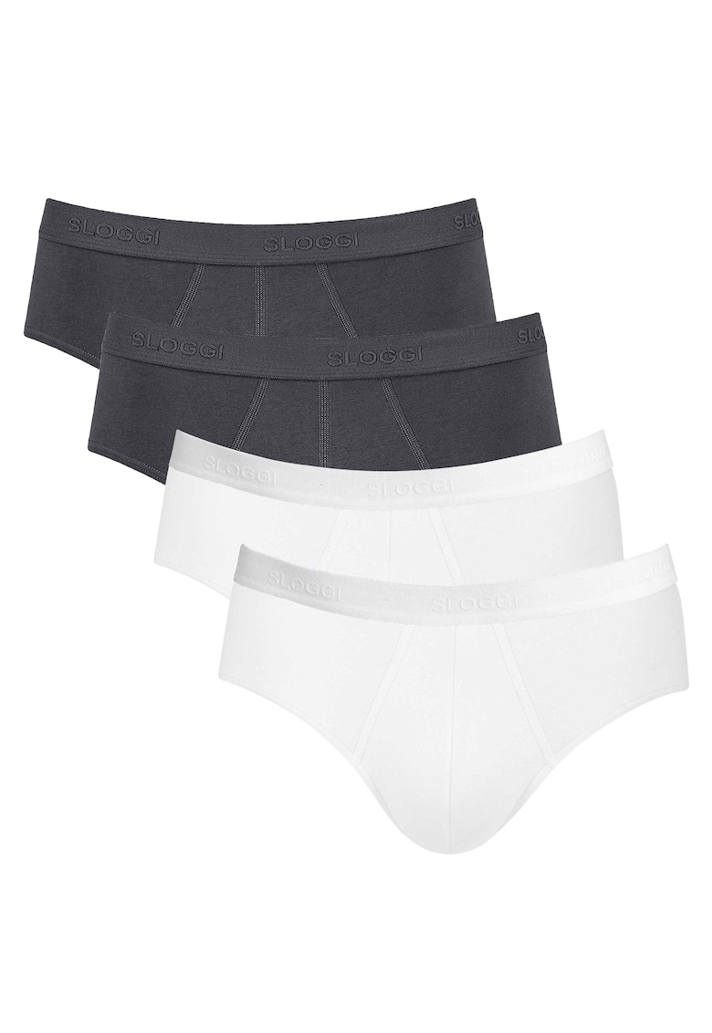 Set de chiloti din amestec de bumbac - 4 perechi - Alb/Negru