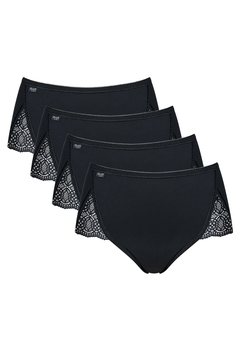 Set de chiloti cu garnituri din dantela - 4 perechi - Negru