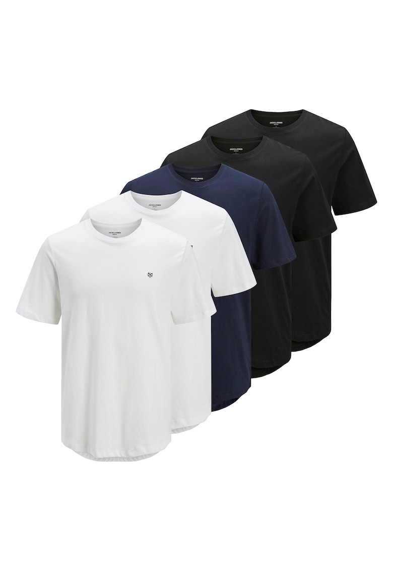 Jack & Jones Set de tricouri din bumbac cu detaliu pe piept - 5 piese - Alb/Negru/Albastru