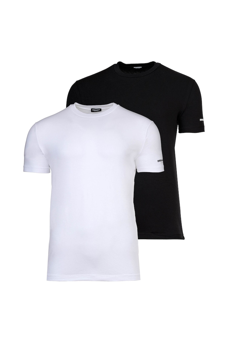 Set de tricouri cu decolteu la baza gatului - 2 piese - Alb/Negru