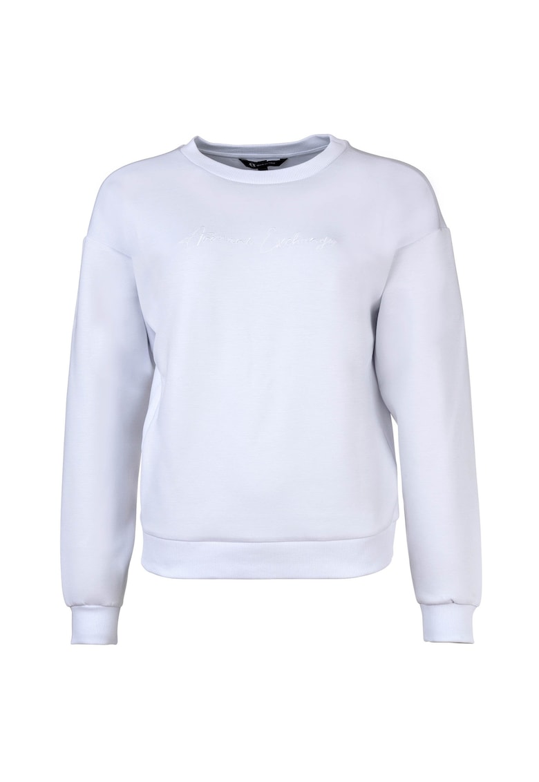 Bluza de trening cu decolteu la baza gatului si broderie logo – Alb Bluza de trening cu decolteu la baza gatului si broderie logo – Alb
