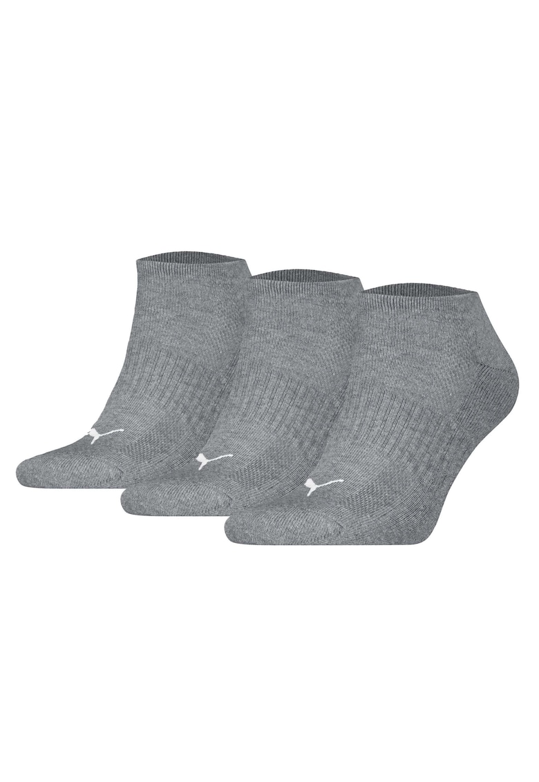 Set de sosete unisex pana la glezna cu detaliu logo - 3 perechi - Gri