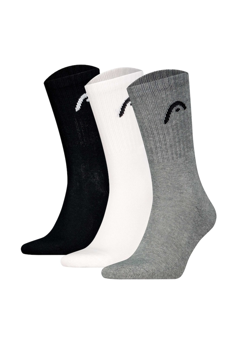 Set de sosete lungi unisex pentru antrenament - 3 perechi - Alb/Negru/Gri