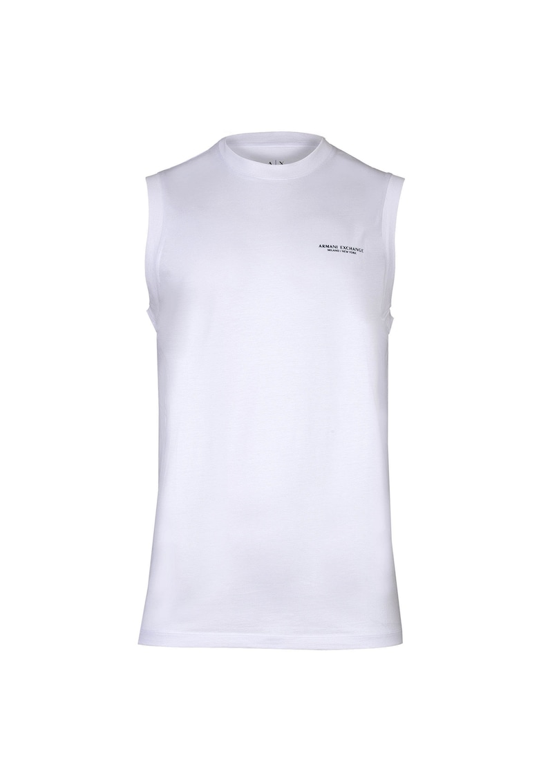 Tricou de bumbac fara maneci - Alb