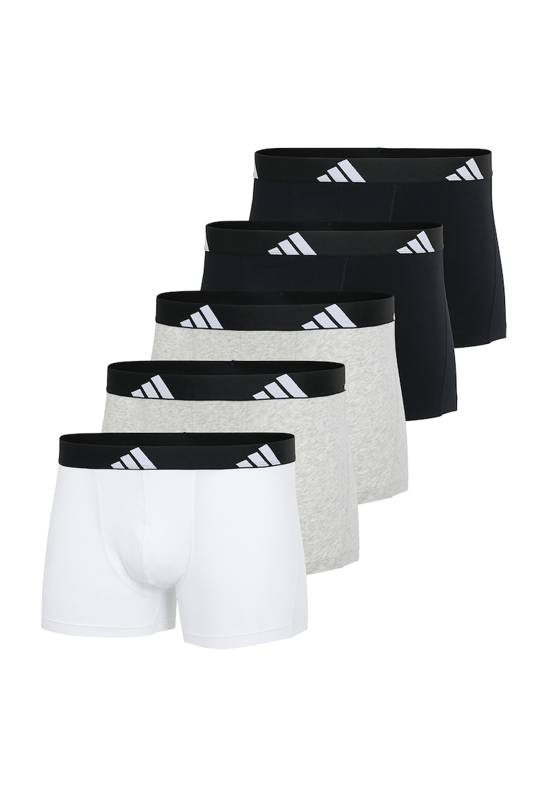 Set de boxeri cu banda logo in talie Active Flex – 5 perechi – Alb/Negru/Gri Set de boxeri cu banda logo in talie Active Flex – 5 perechi – Alb/Negru/Gri