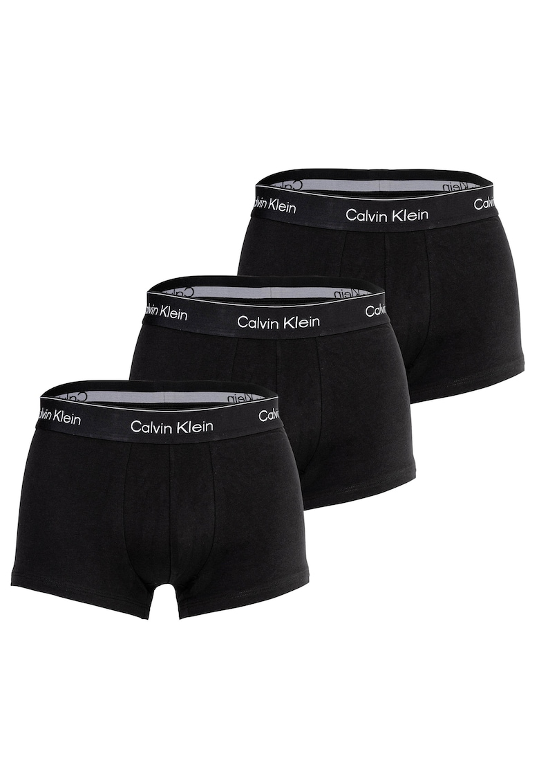 Set de boxeri cu banda logo in talie - 3 perechi - Negru