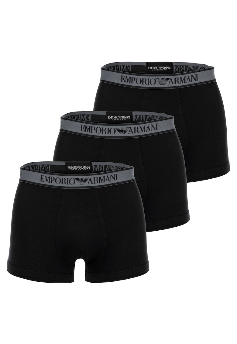 Set de boxeri din amestec de bumbac cu banda logo in talie - 3 perechi - Negru