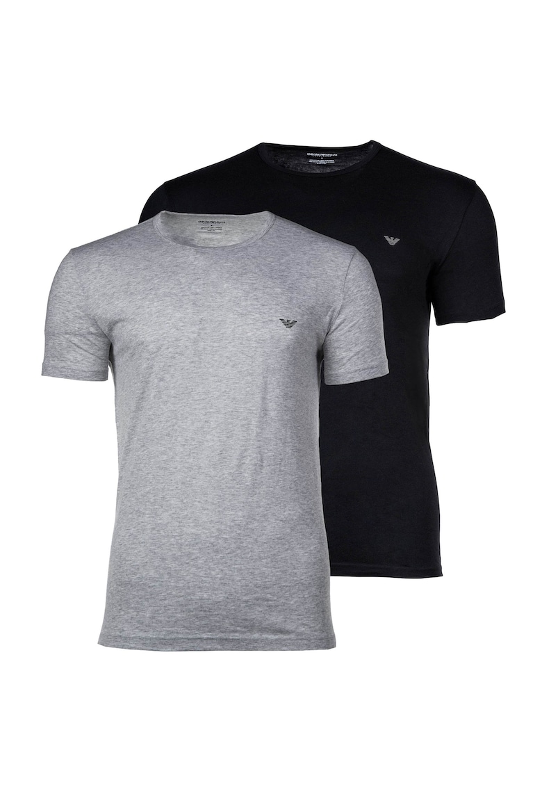 Set de tricouri cu decolteu la baza gatului - 2 piese - Negru/Gri