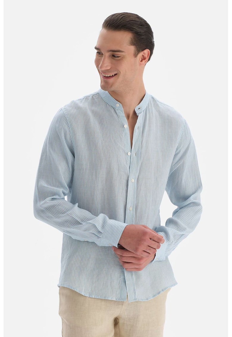 Camasa de in cu model in dungi si guler Mao