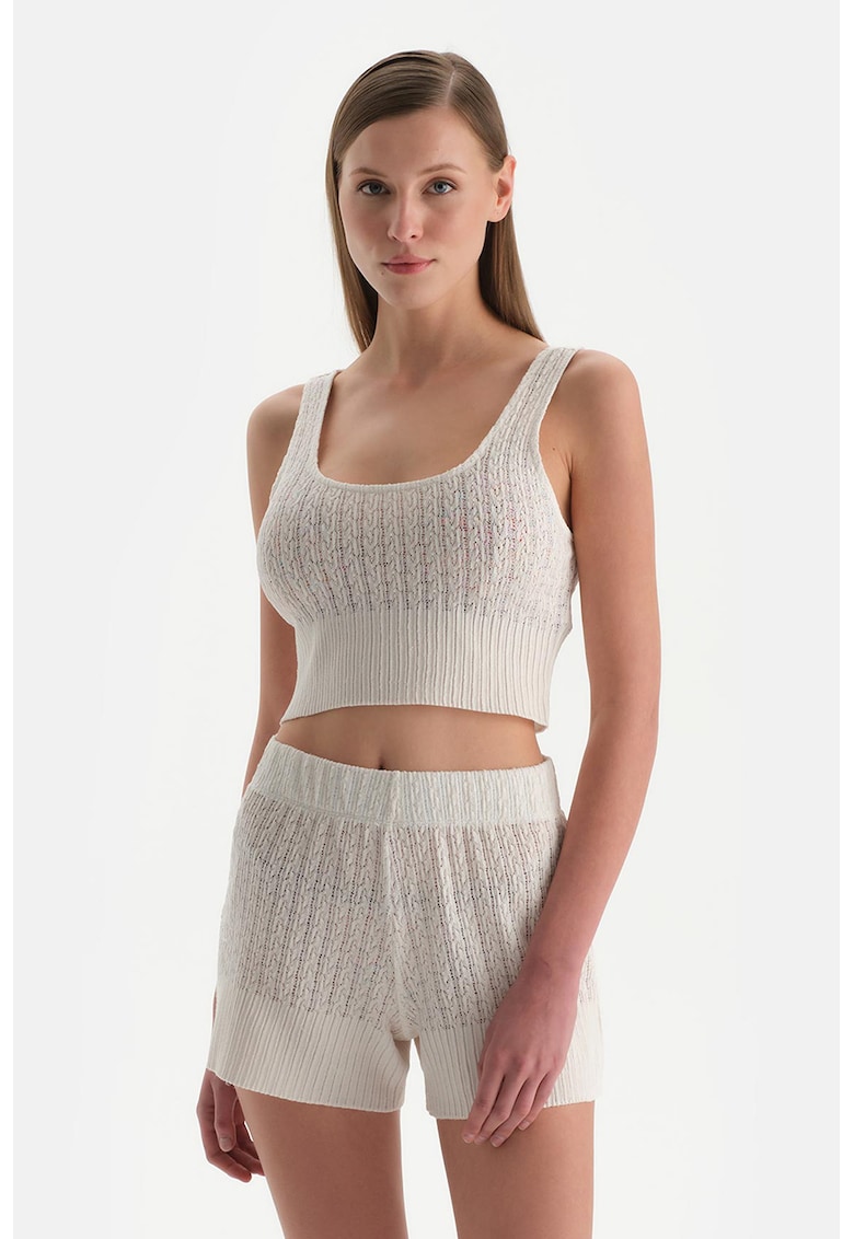 Top din amestec de modal cu decolteu patrat