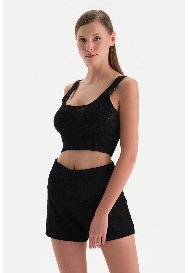 Top din amestec de modal cu decolteu patrat