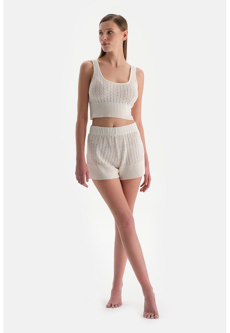 Pantaloni scurti din amestec de modal cu talie inalta