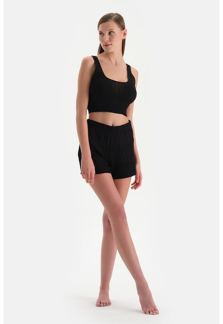 Pantaloni scurti din amestec de modal cu talie inalta