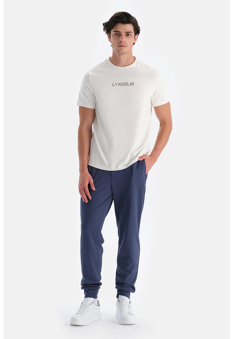 Pantaloni de trening cu buzunare laterale si snur - Albastru petrol