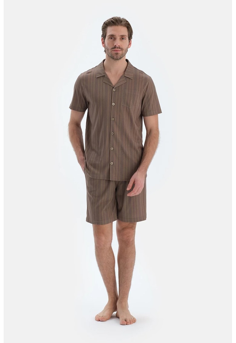 Pijama cu pantaloni scurti din amestec de modal si model in dungi