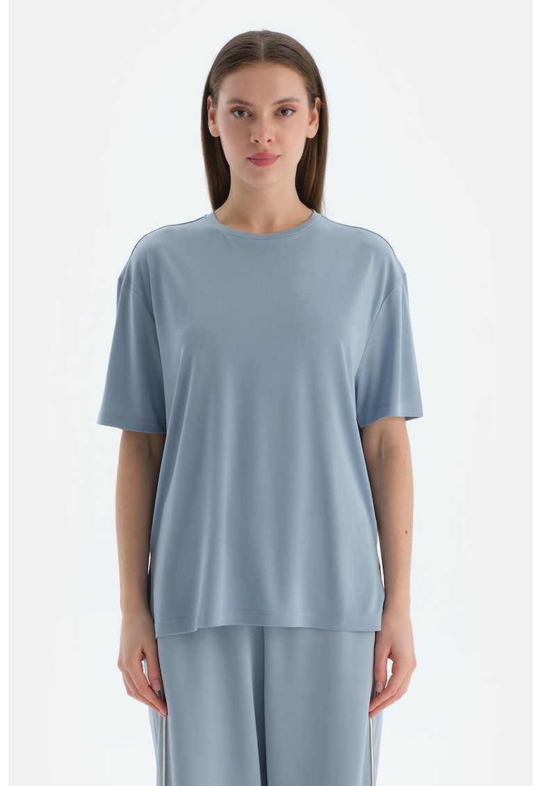 Tricou uni lejer din amestec de modal - Albastru prafuit