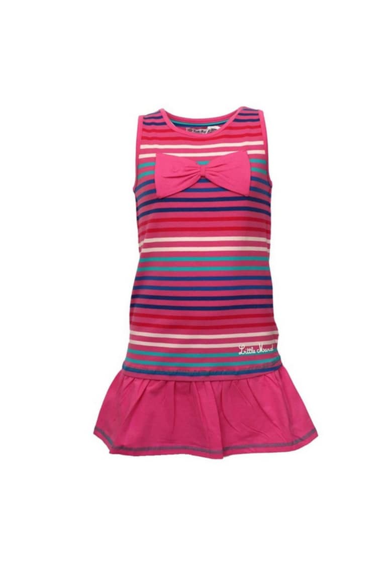Rochie pentru fete -  dungi colorate - roz - bumbac cu elastan -