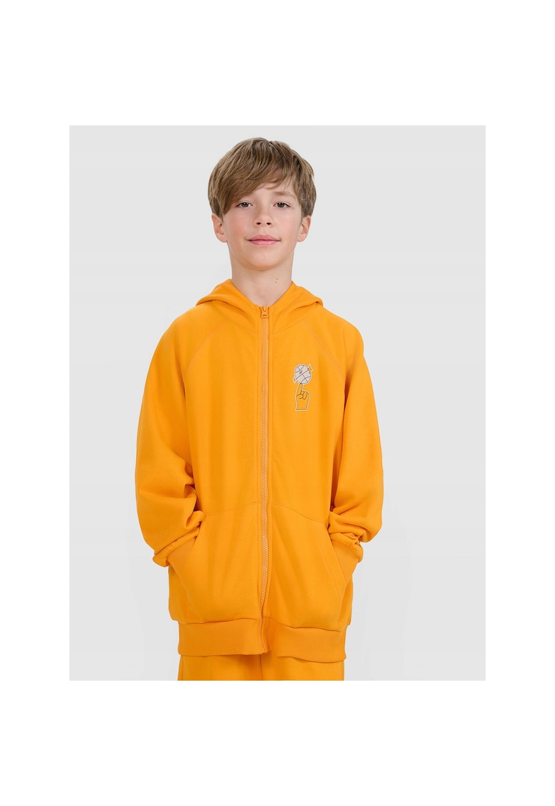 Hanorac baieti - Bumbac/Poliester - Cu fermoar - Portocaliu