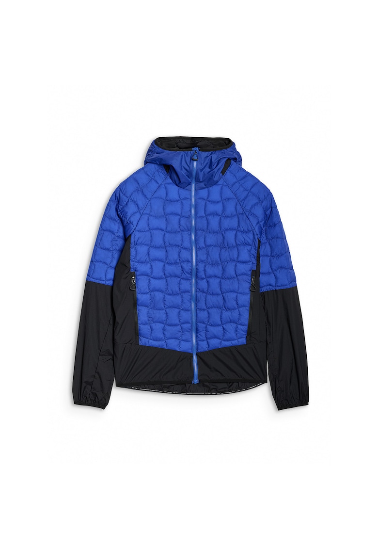 Jacheta de trekking barbati Poliester - Primaloft - negru/albastru - impermeabila - cu gluga