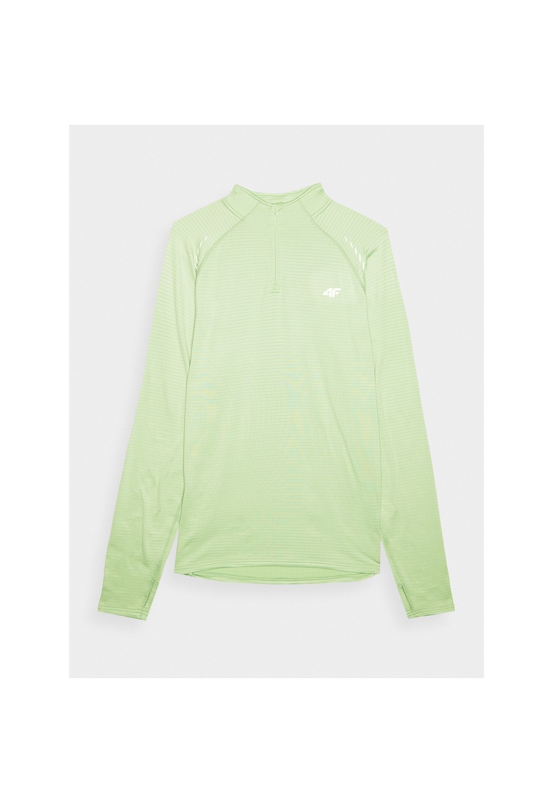 Hanorac de alergare slim fit - verde - material sintetic cu uscare rapida - fara gluga