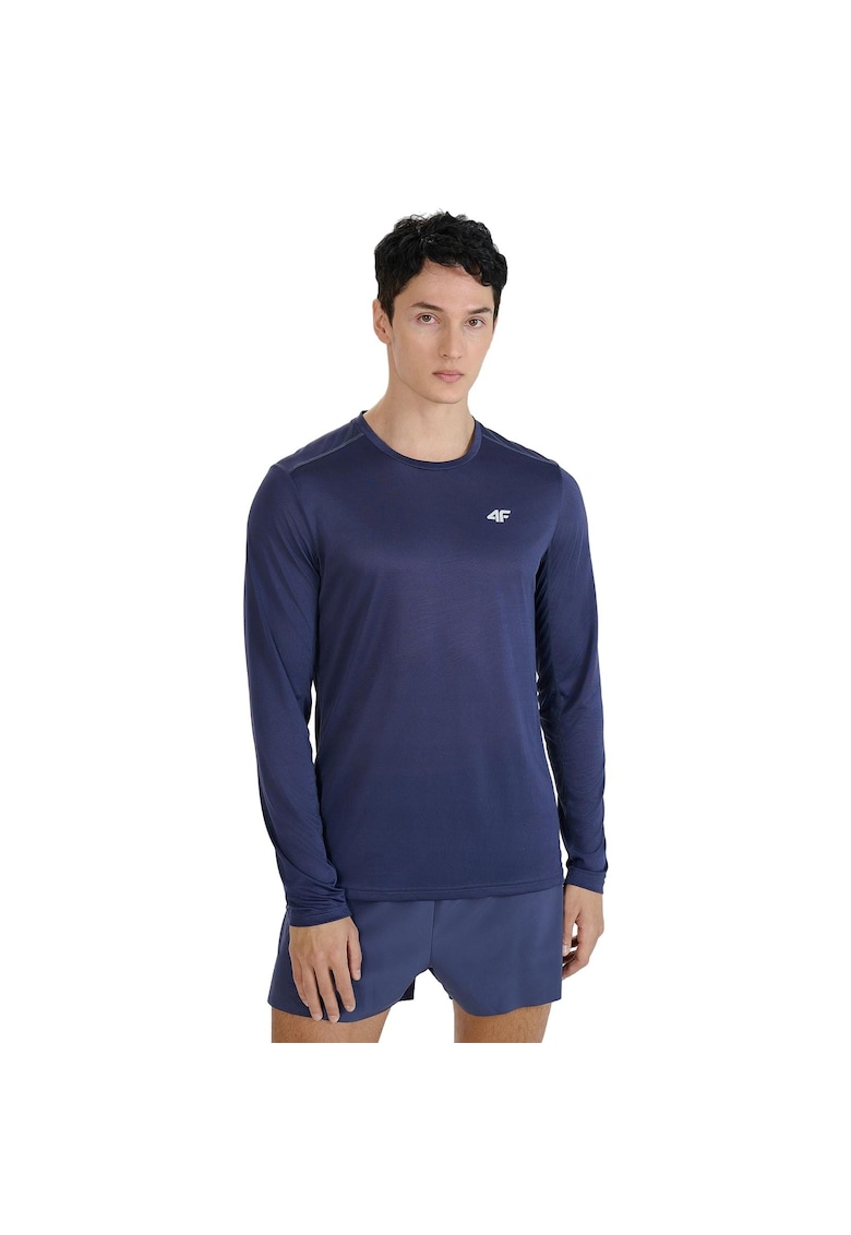 Bluza alergare barbati maneca lunga - uscare rapida - albastru - material sintetic