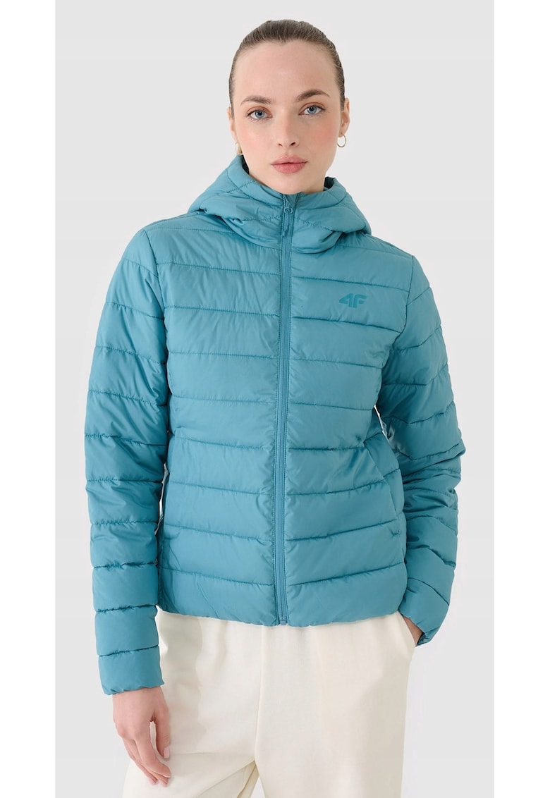 Jacheta din puf sintetic reciclat - turcoaz - slim - usoara - pentru femei - sportiva - set de tranzitie -