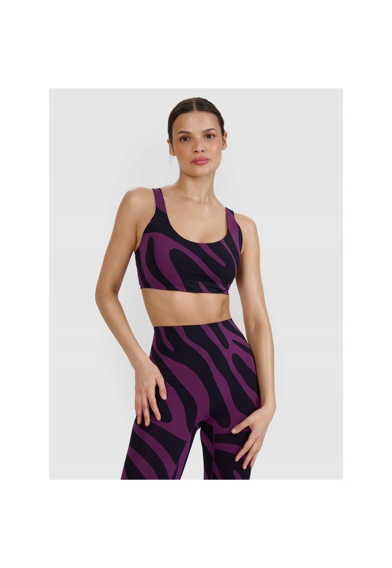 Bustiera Yoga pentru Femei - Suport Mediu - Material Elastic - Uscare Rapida - Violet Inchis - Croiala Slim Fit - Bretele Largi - Tehnologie 4FDry