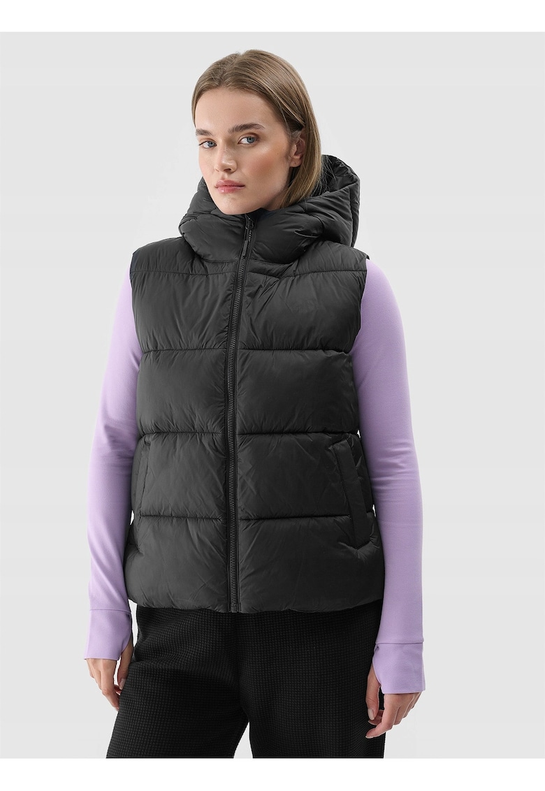 Vesta Matlasata pentru Femei cu Gluga Reglabila si Tehnologie Warm - Negru Intens - 4F