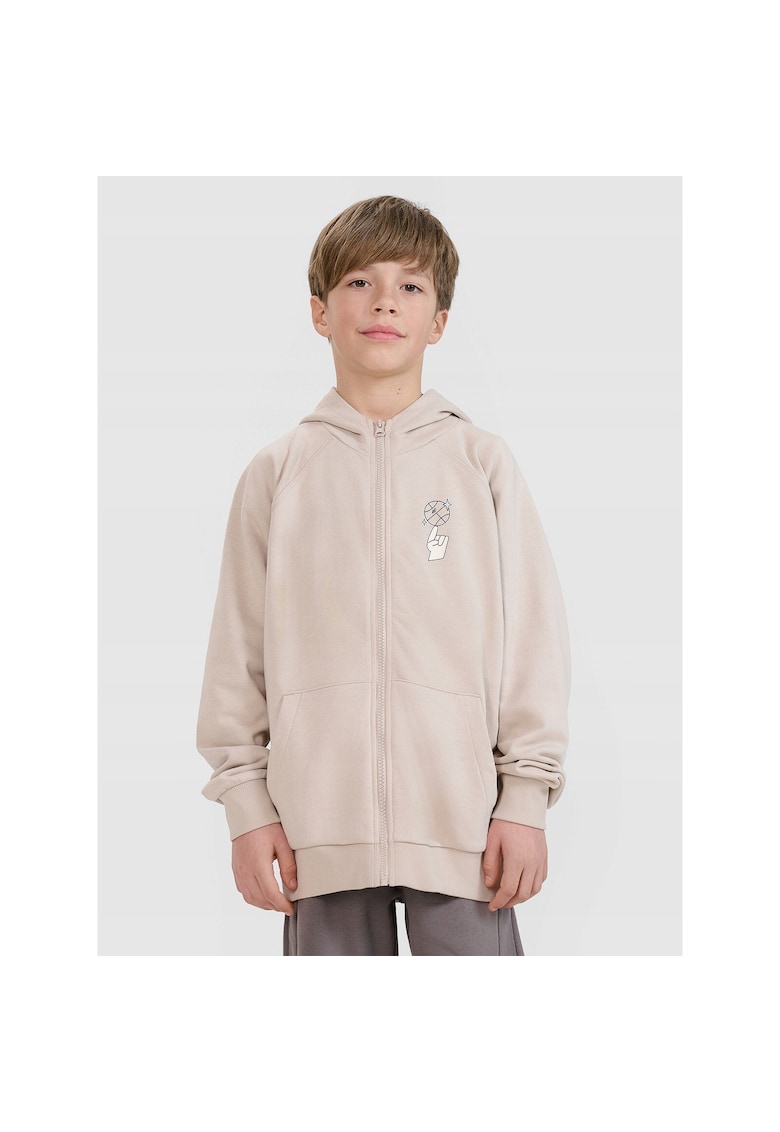 Hanorac baieti - Bumbac/Poliester - Cu fermoar - Bej