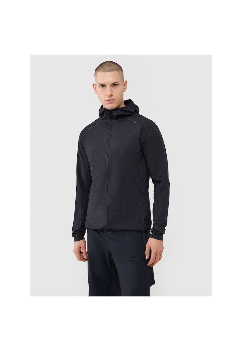 Hanorac sport barbati uscare rapida - gluga - negru - sintetic