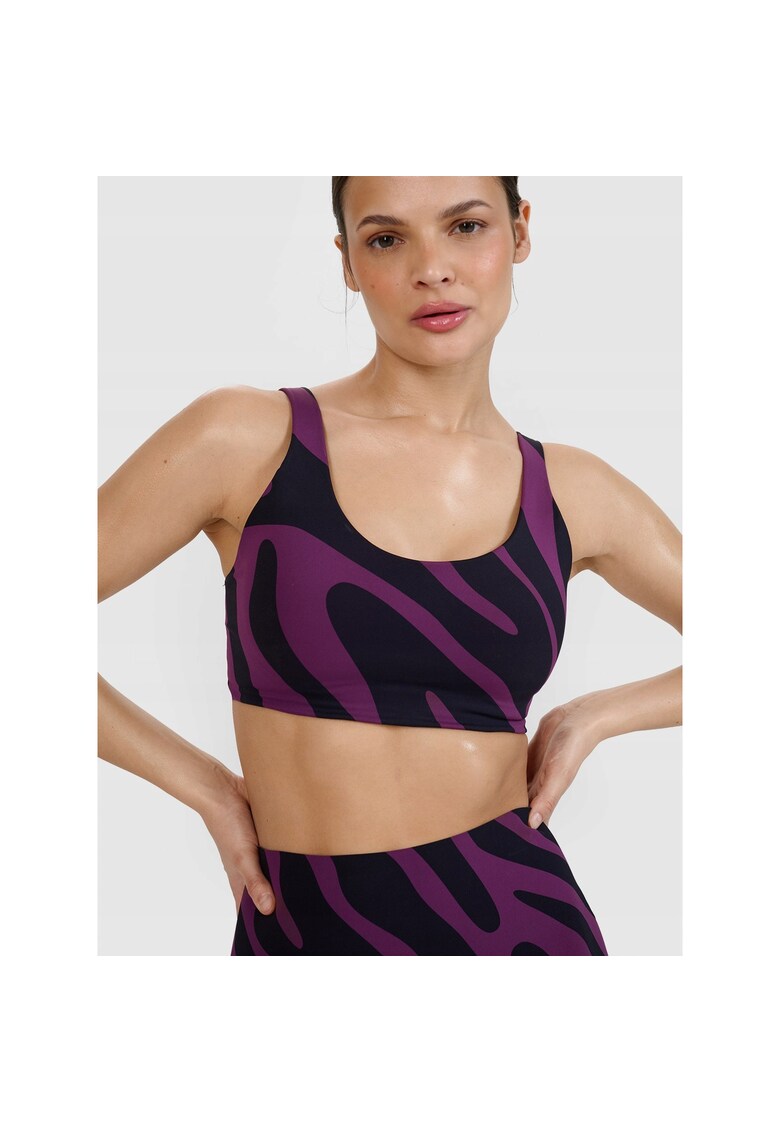 Bustiera sport pentru yoga - suport mediu - sintetic - mov/negru -