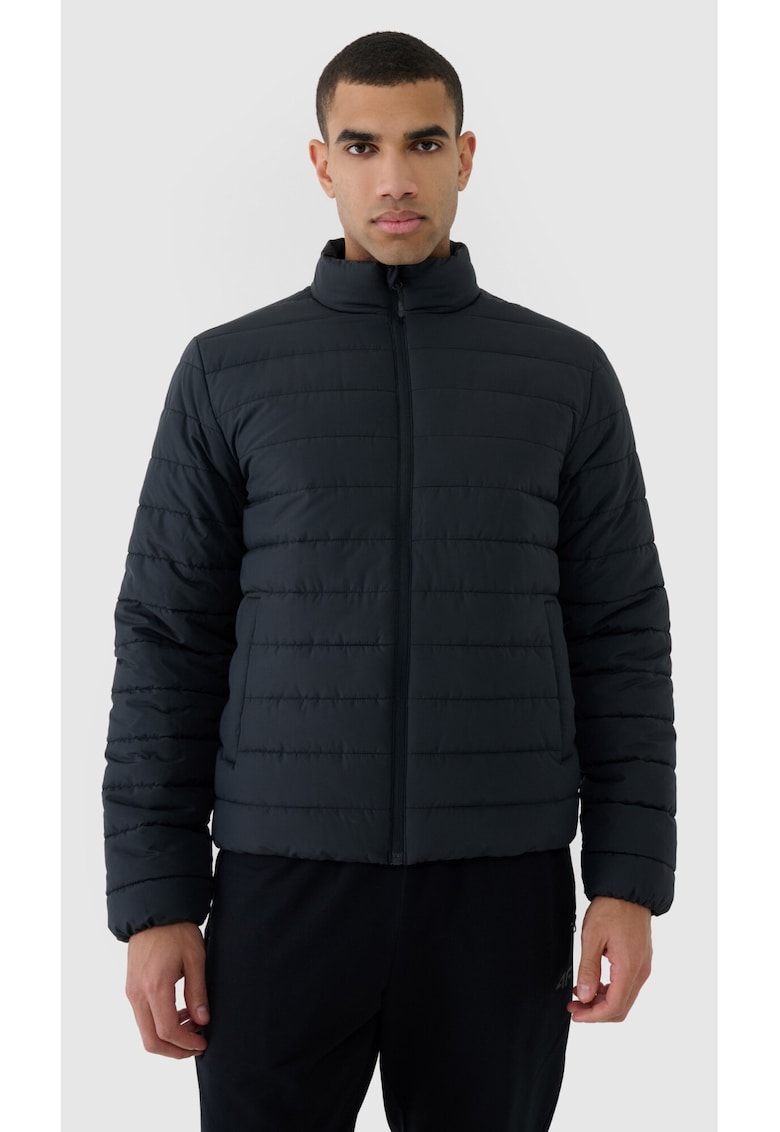 Jacheta barbati puf sintetic - poliester - guler inalt - hidrofob - negru