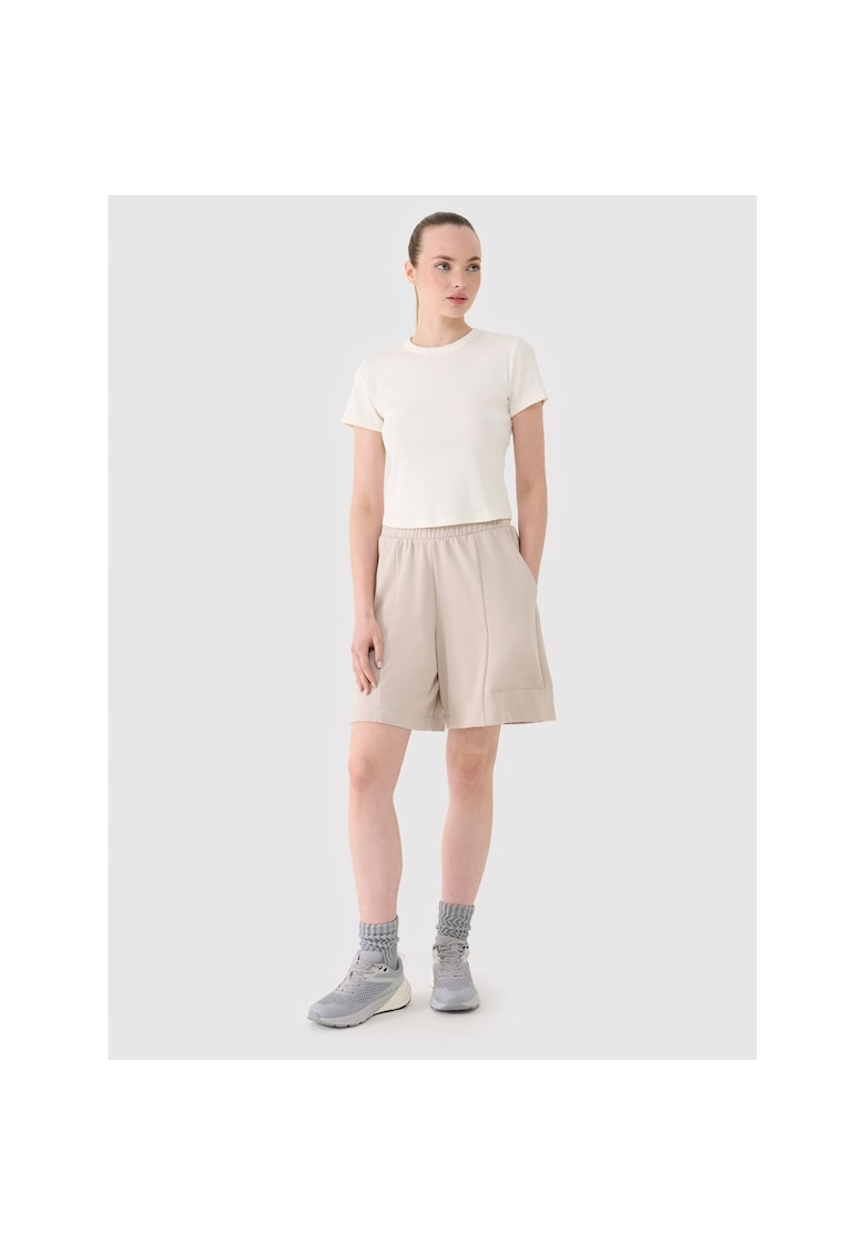 Sort casual dama din bumbac bej croiala regular - cu buzunare - Sportstyle