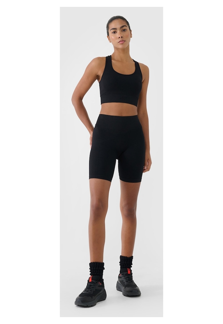 Colanti de antrenament fara cusaturi - talie inalta - negru - material sintetic