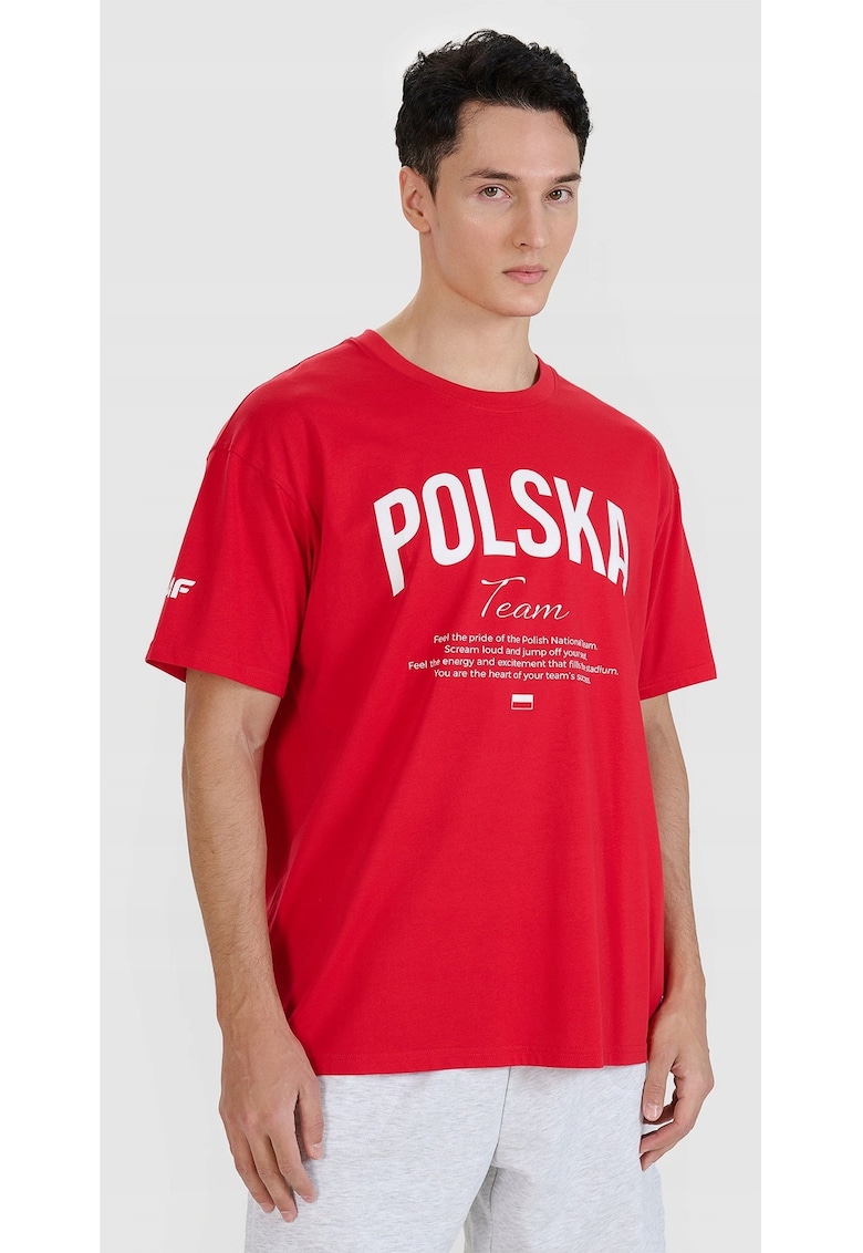 Tricou Unisex ""POLSKA"" 100% Bumbac - Sportstyle - Rosu - Marimi XS-XL - Imprimeu Acvila Alba