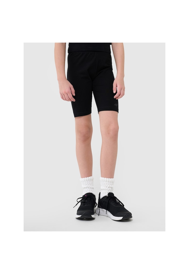 Colanti sportivi pentru fete - slim fit - talie inalta - negru - bumbac
