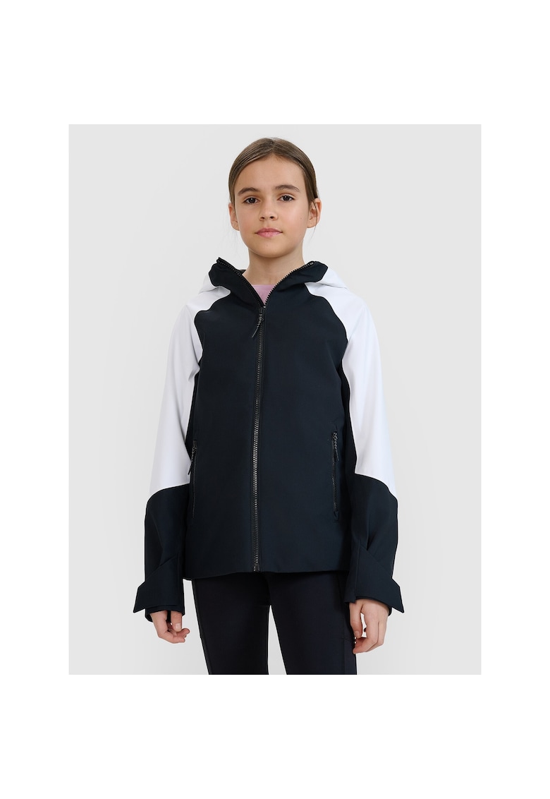 4f Geaca trekking copii neagra - poliester - membrana 5000