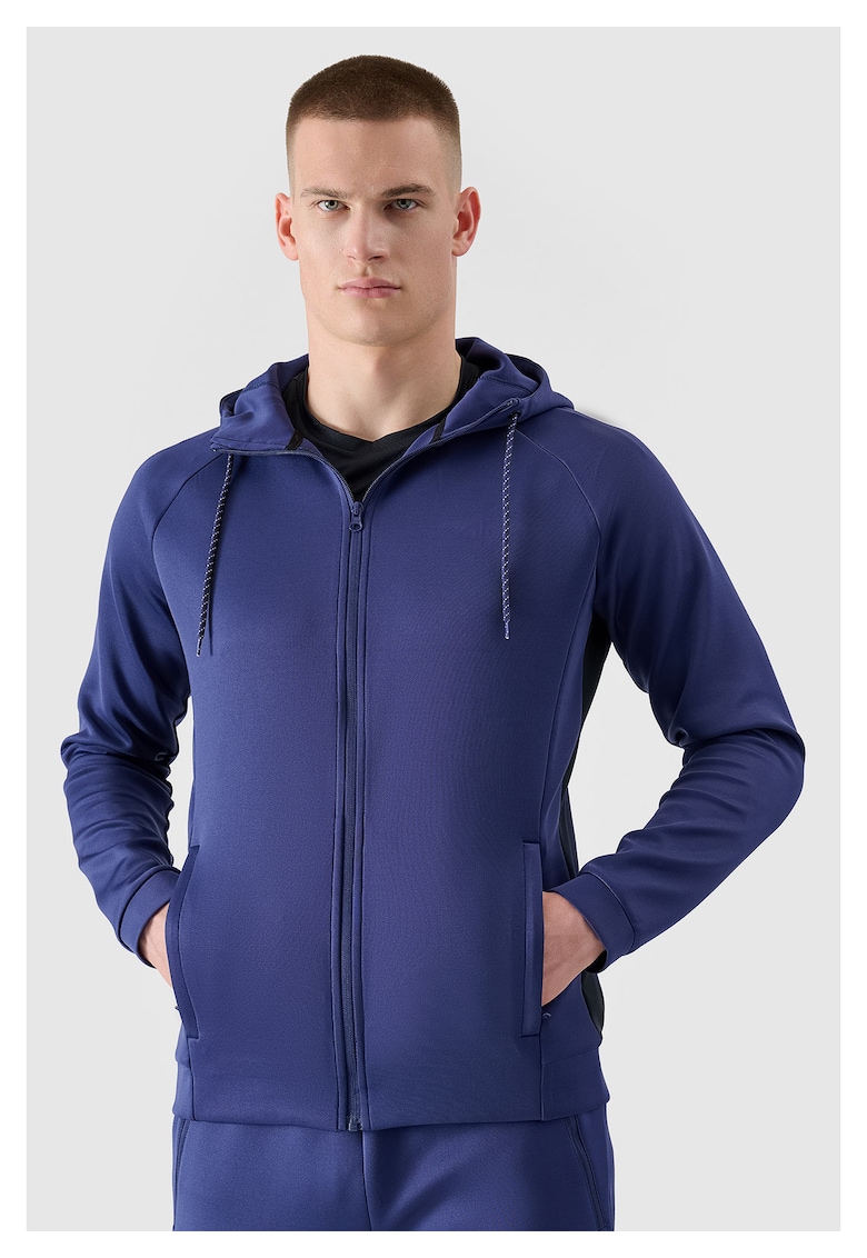 Hanorac Sport Barbati Bleumarin FlexDry - Regular Fit - Marimi S-3XL - 4FDry - Gluga Reglabila - Buzunare Deschise - Ideal Antrenamente - Poliester Robust - Sezon SS25