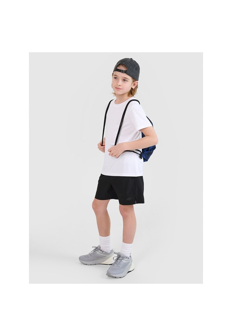 Set sport pentru baieti - tricou si pantaloni scurti - uscare rapida - negru alb - material textil elastic