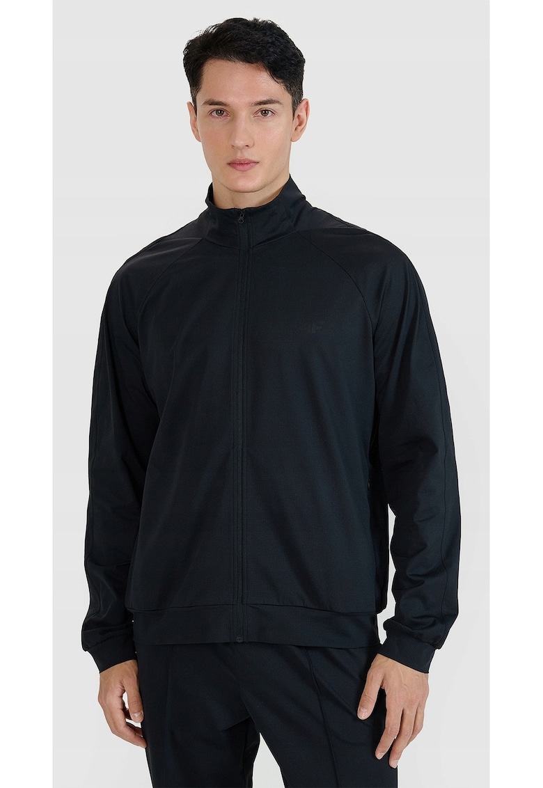 Bluza Barbati Negru Intense cu Fermoar si Maneca Raglan - Material Sintetic - Ventilatie Uscare Rapida - Marimi S-XXL